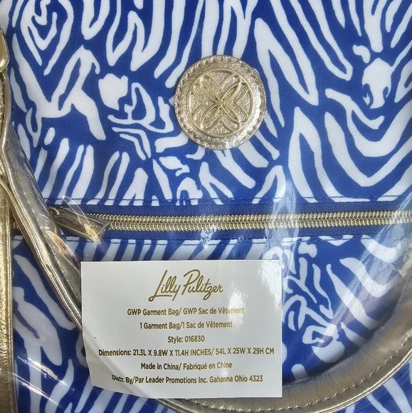 Lilly Pulitzer Weekender Garment Bag Combo Blue and White with Gold - Picture 7 of 10